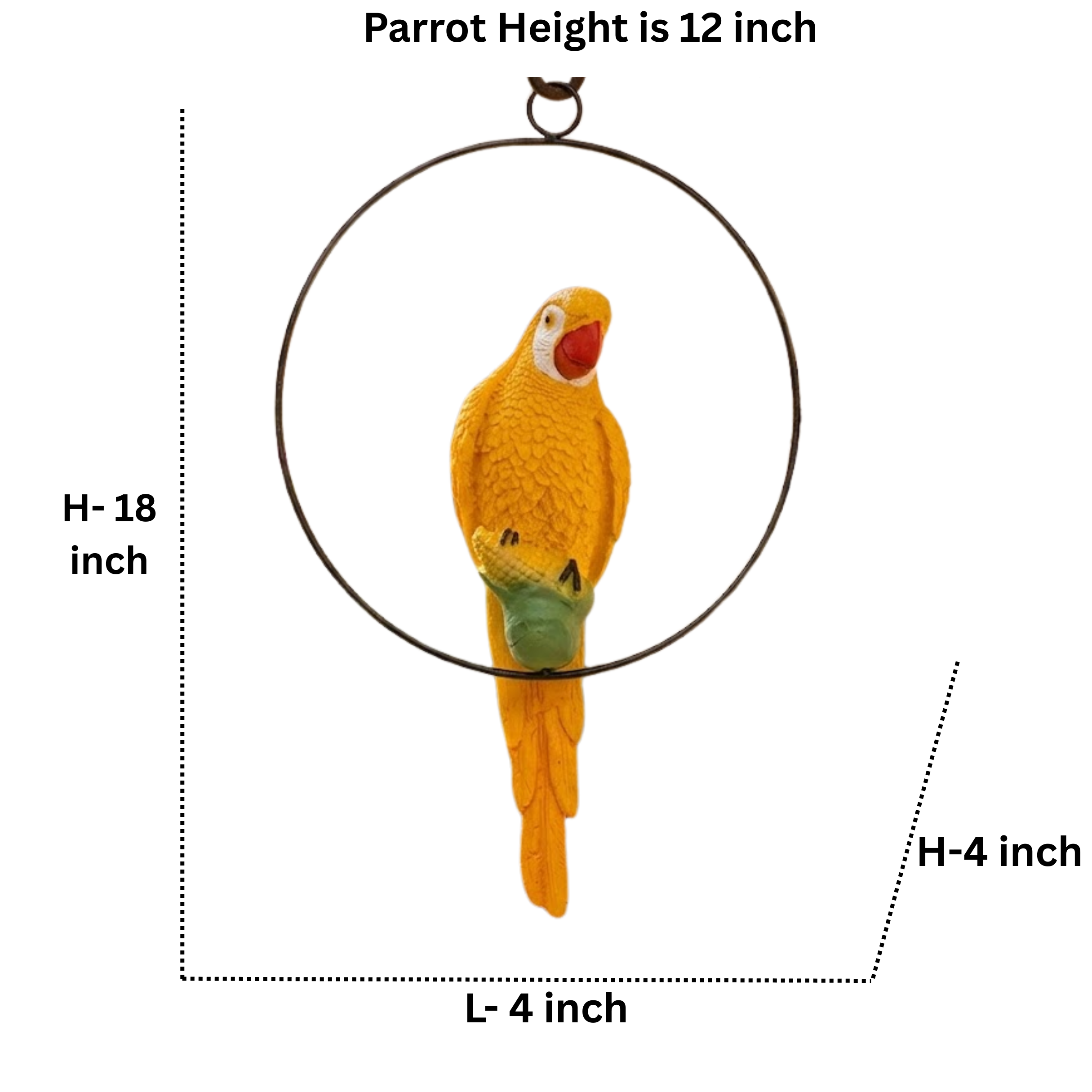 Vibrant Resin Yellow Macaw Parrot Hanging Garden Statue