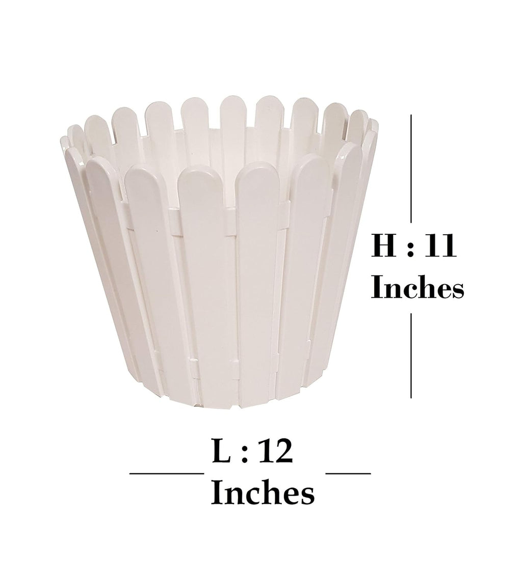 (White, Single pc) Fence Fresh Plastic Garden Planter
